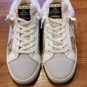 Vintage Havana Hearty Mule Sneakers w/Gold Snake Print Faux Shearling Size 9